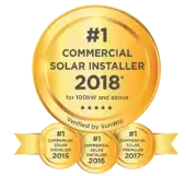 2018 award winner for commercial installer for system sizes of 100kw