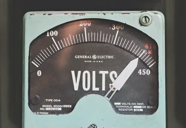 Analog voltmeter showing 415 volts