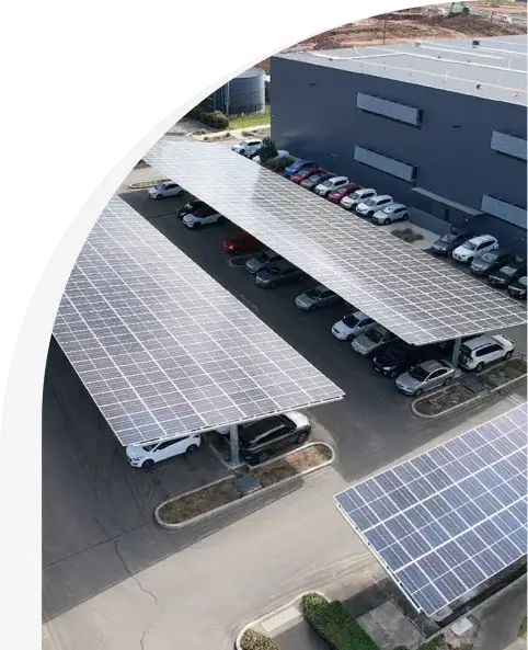 cars parked under solar panel canopies installed by Todae Solar